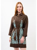 Uncle Frank Border Print Shift Dress (Chestnut)