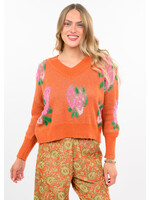 Ivy Jane 3D Floral Sweater (Tangerine)