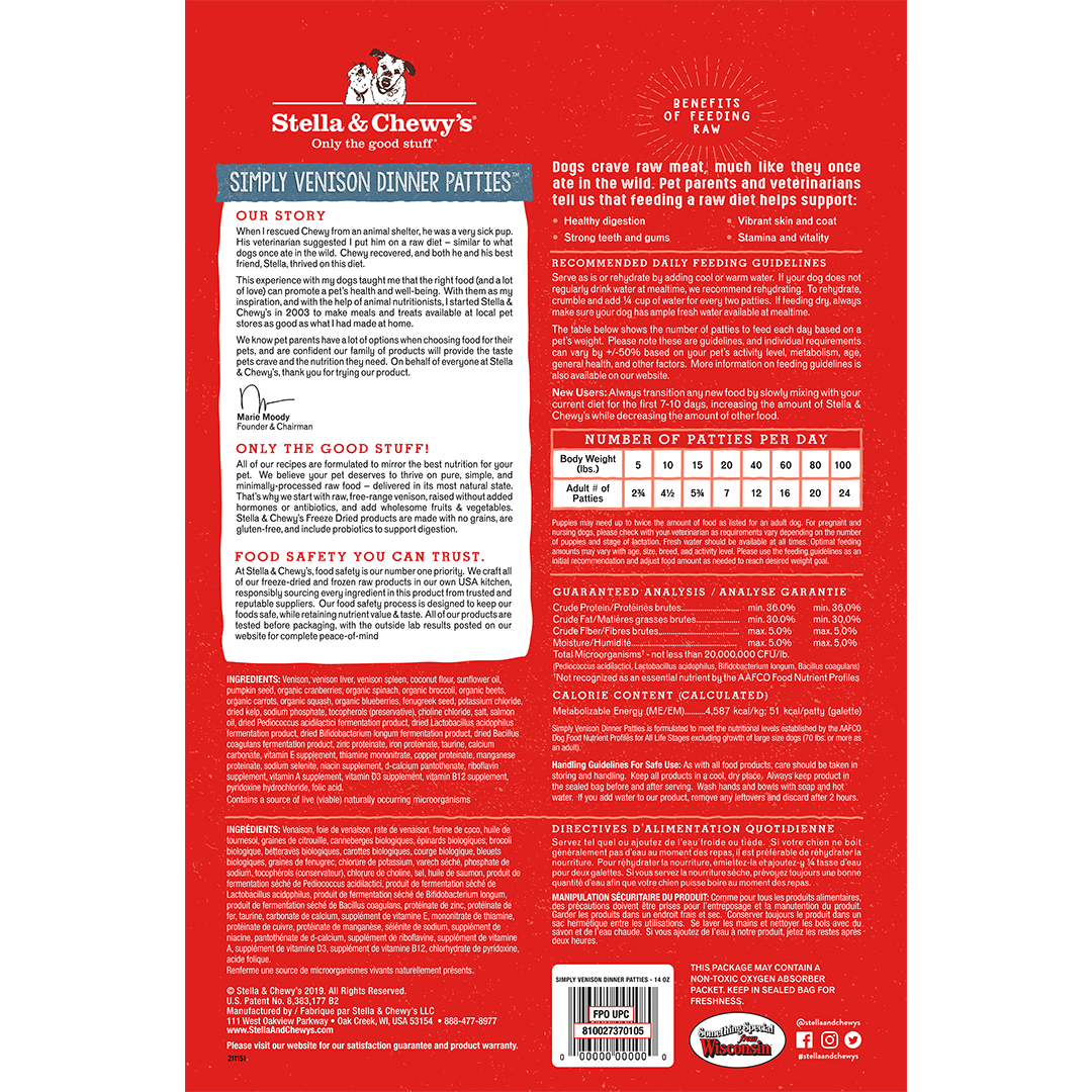 Stella & Chewy's Simply Venison Dinner Patties