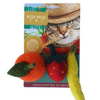 Dharma Dog Karma Cat Wool Felt - Fruit - Stawberry, Banana & Orange