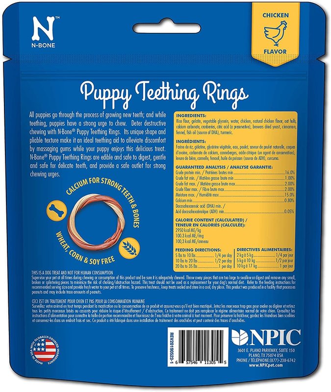 NPIC Puppy Teething Rings Chicken Flavour 3.6oz 3pk