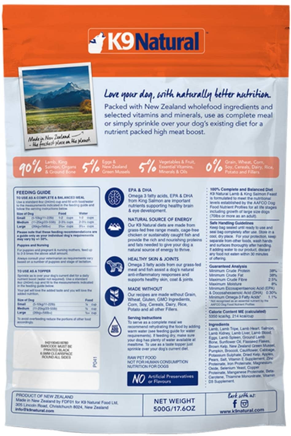 K9 Naturals Lamb & King Salmon Feast Freeze Dried