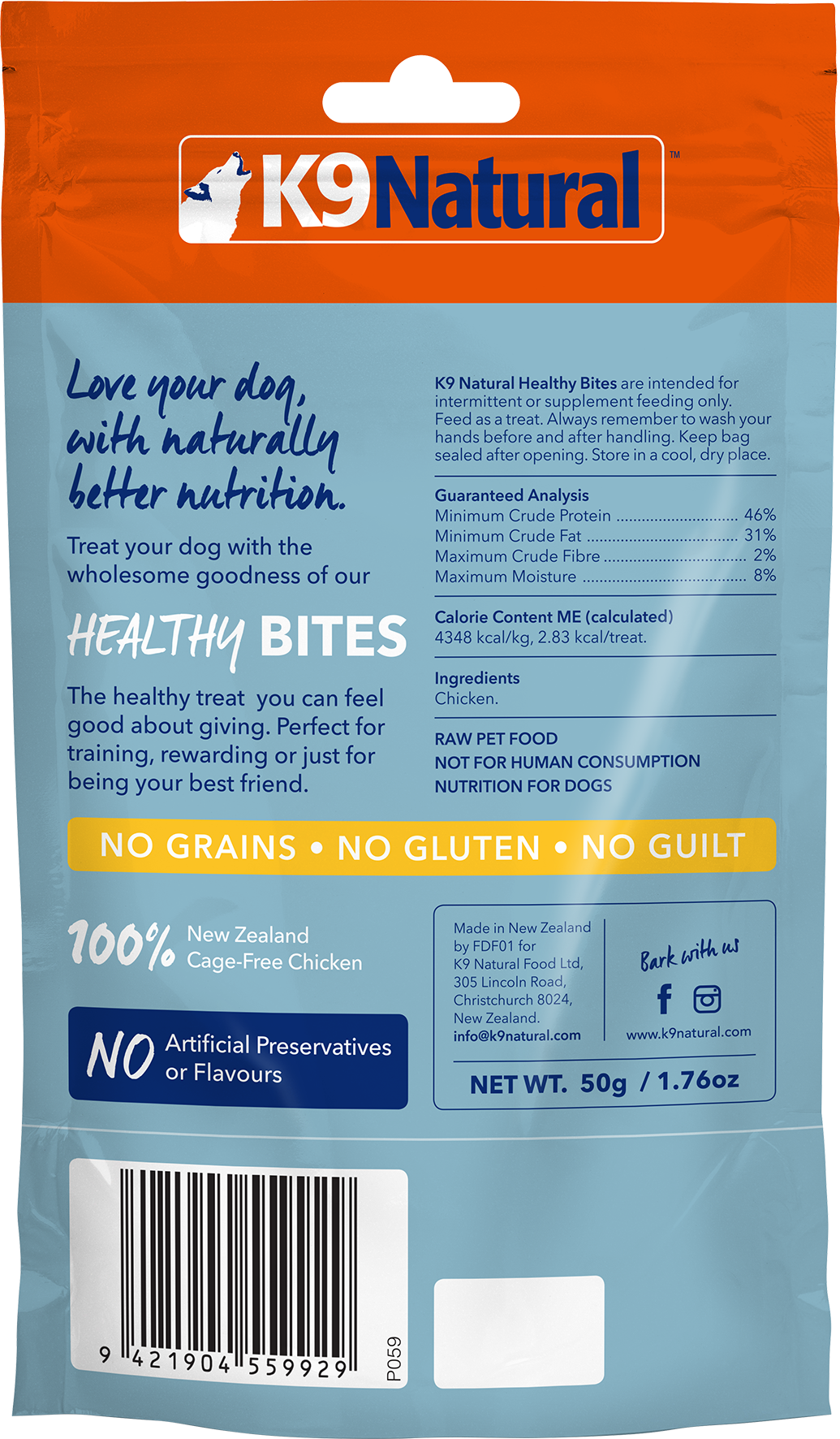 K9 Naturals Healthy Chicken Dog Bites 50g