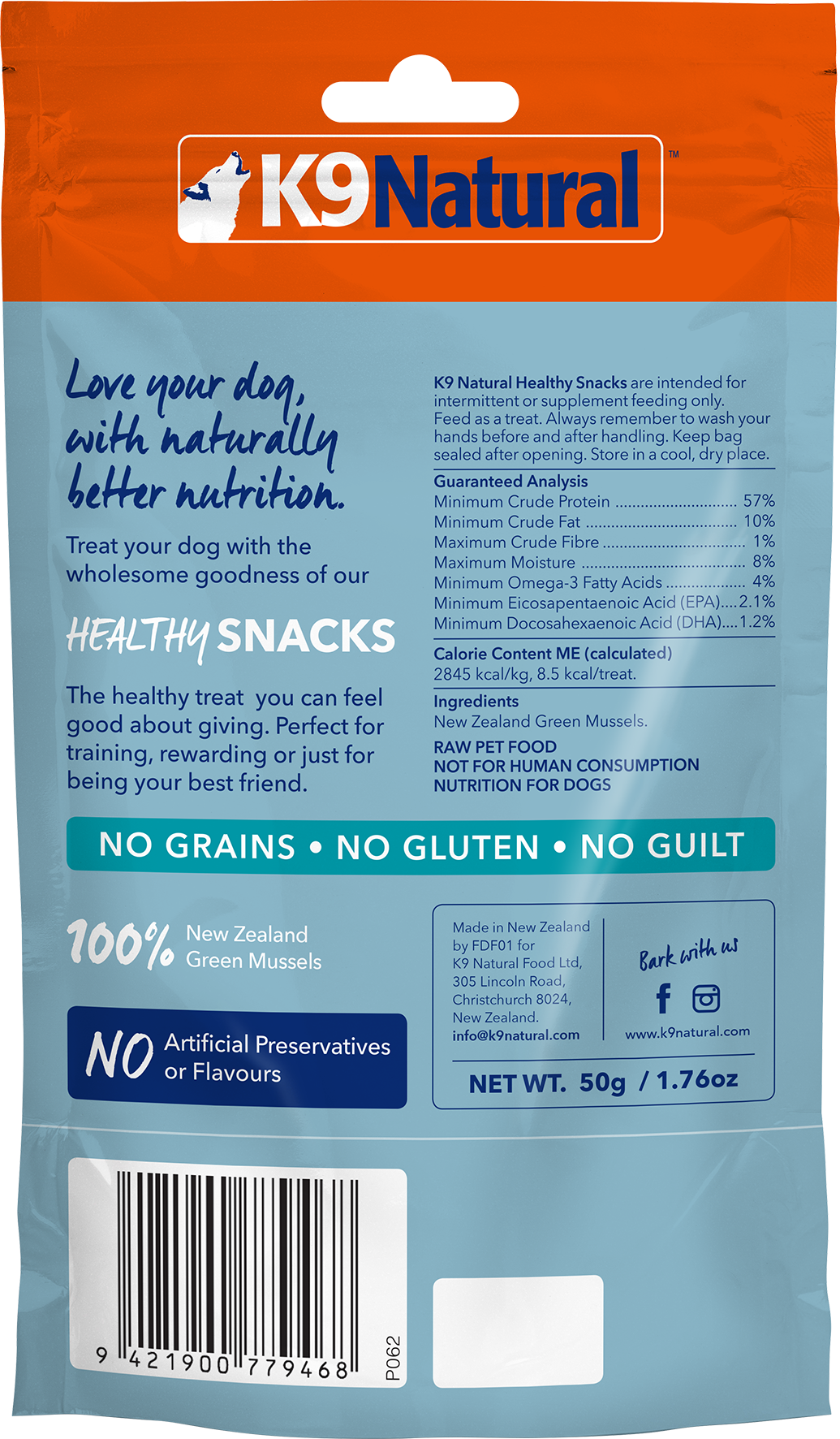 K9 Naturals New Zealand Green Mussels Dog Bites 50g