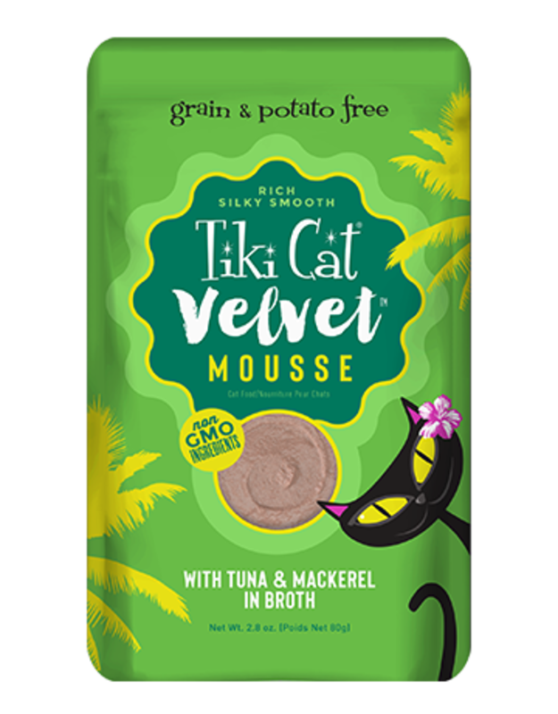 Tiki Cat Velvet Mousse - Tuna & Mackerel in broth 2.8oz