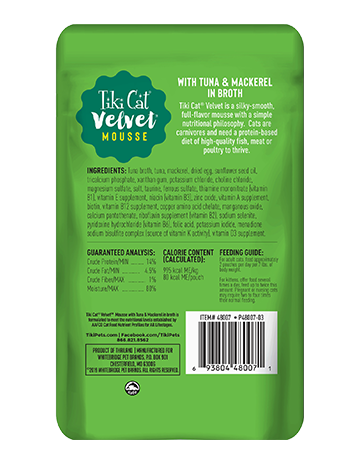 Tiki Cat Tiki Cat Velvet Mousse - Tuna & Mackerel in broth 2.8oz