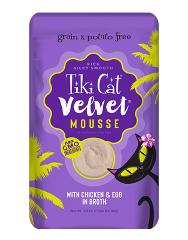 Tiki Cat Velvet Mousse - Chicken & Egg in broth 2.8oz
