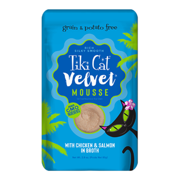 Tiki Cat Velvet Mousse - Chicken & Wild Salmon in broth 2.8oz