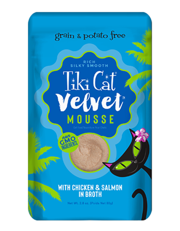 Tiki Cat Velvet Mousse - Chicken & Wild Salmon in broth 2.8oz