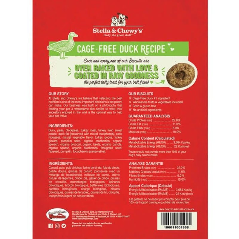 Stella & Chewy's Raw Coated Biscuits Duck 9oz