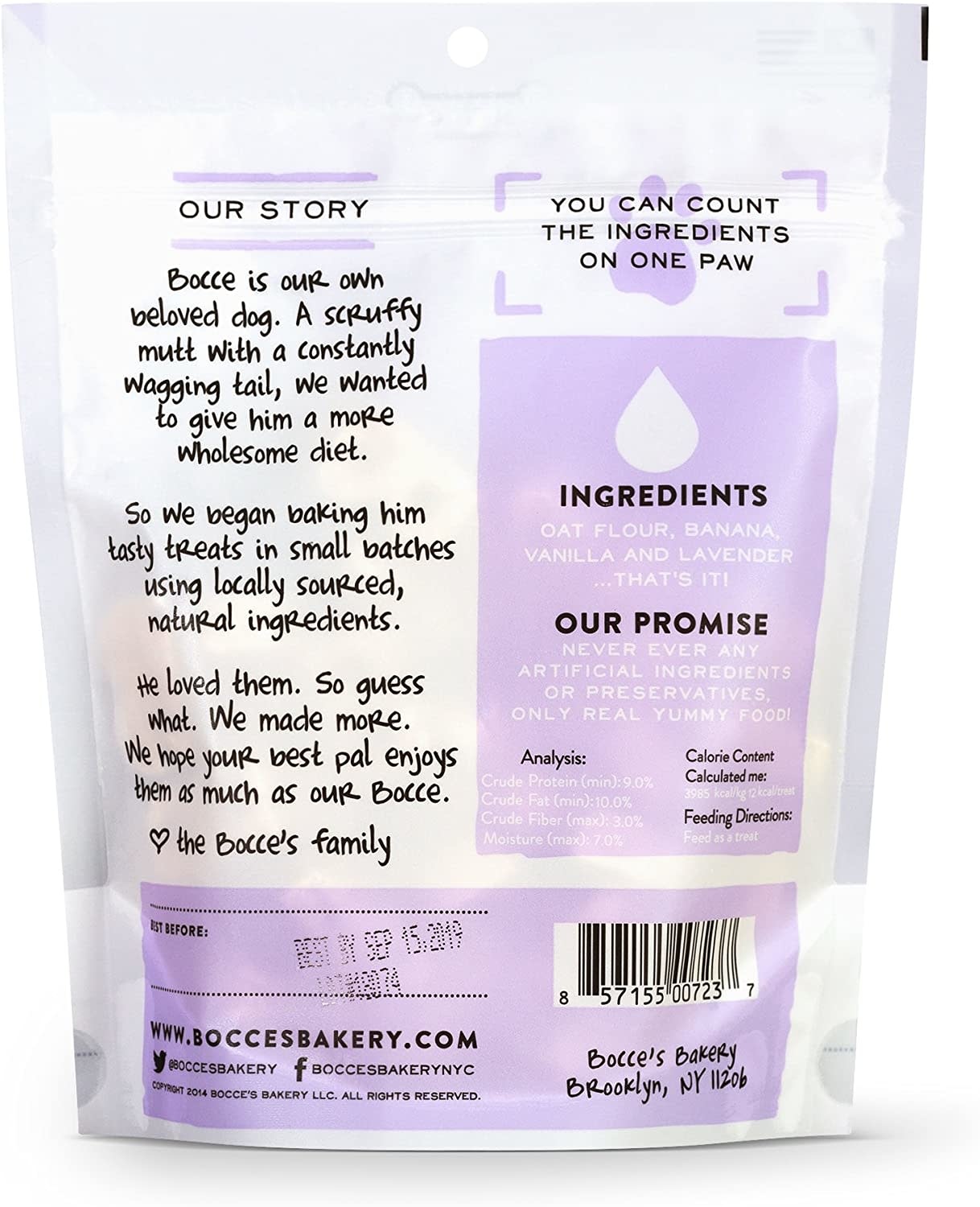 Bocce's Bakery Bedtime Tea With Banana, Vanilla And Lavender Dog Treats 5oz
