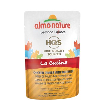 Almo Nature Hqs La Cucina Pocket Chicken With Whitefish Surimi In Gravy