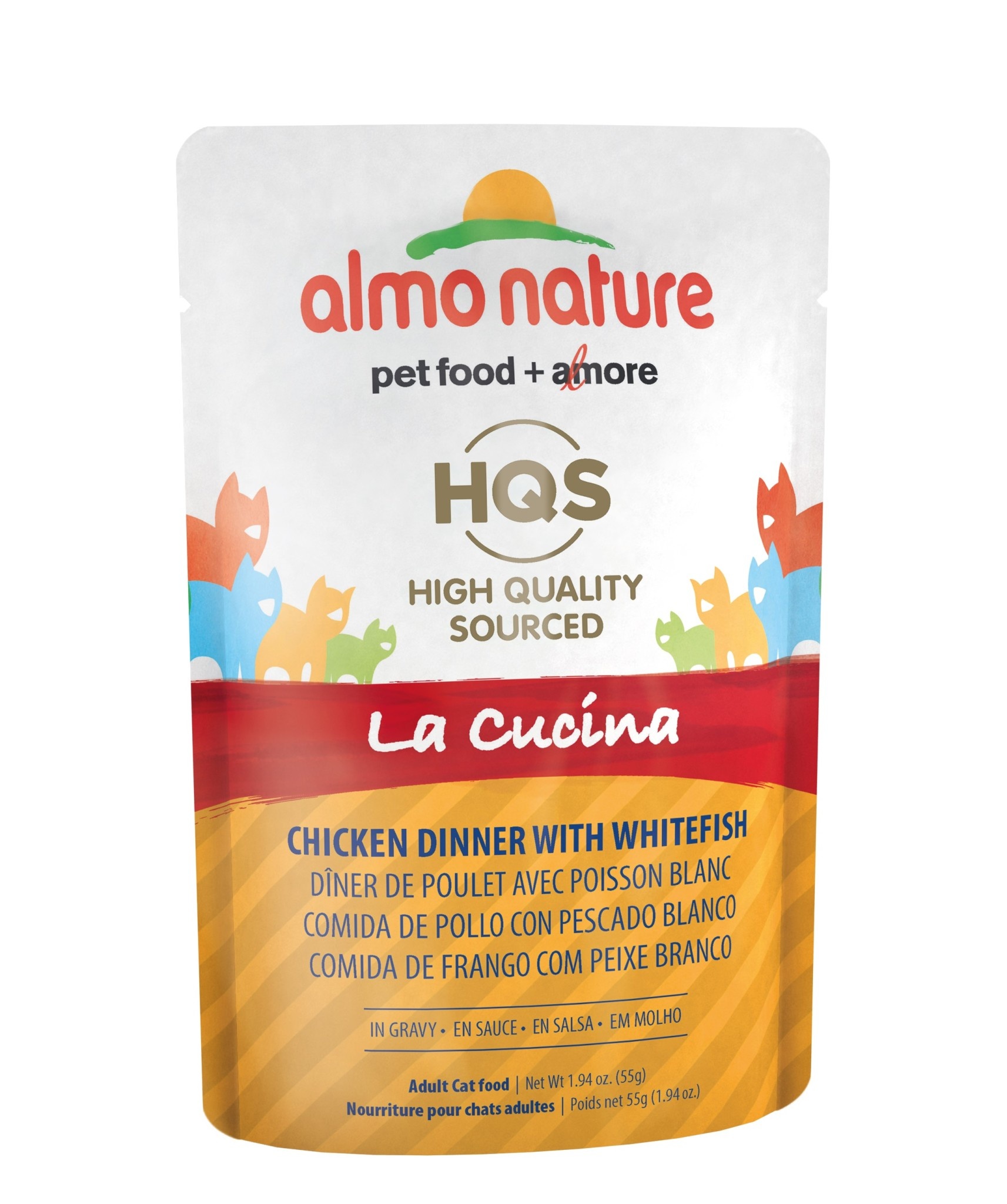 Almo Nature Hqs La Cucina Pocket Chicken With Whitefish Surimi In Gravy