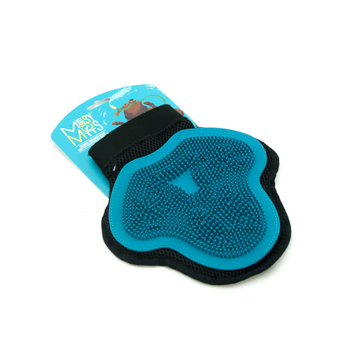 Messy Mutts Silicone Grooming Glove - Blue