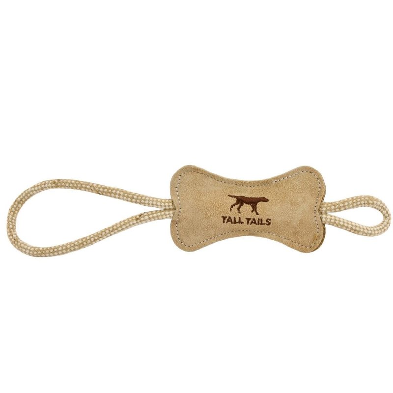 Tall Tails Natural Leather Bone Tug Toy - 12"