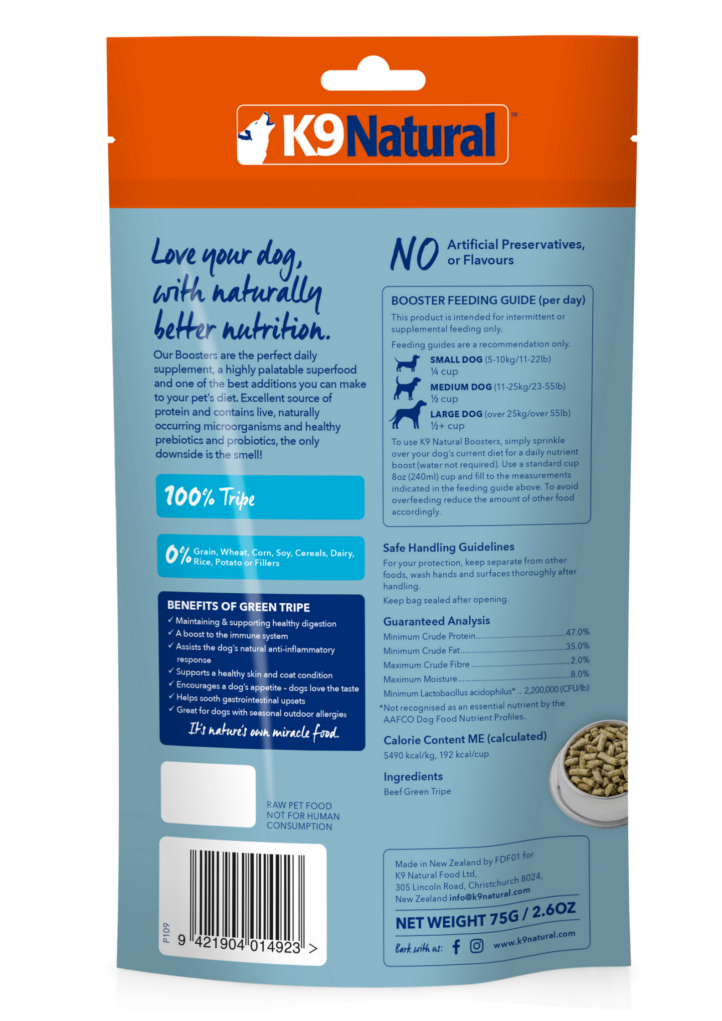 K9 Naturals Beef Green Tripe Booster 75g