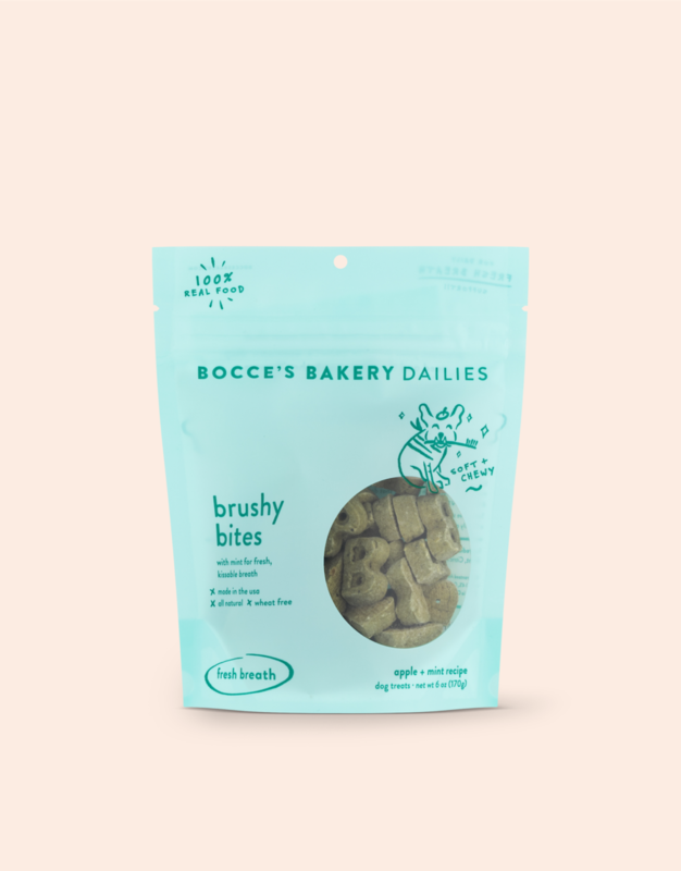 Bocce's Bakery Bocce's Bakery - Dailies Brushy Bites Apple + Mints Recipe Dog Treats 6oz