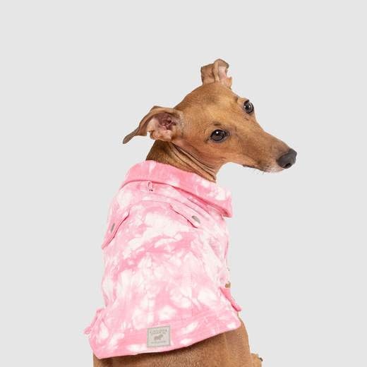 Canada Pooch Downtown Denim Vest Pink Tie-Dye