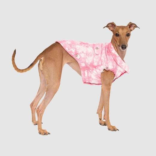 Canada Pooch Downtown Denim Vest Pink Tie-Dye