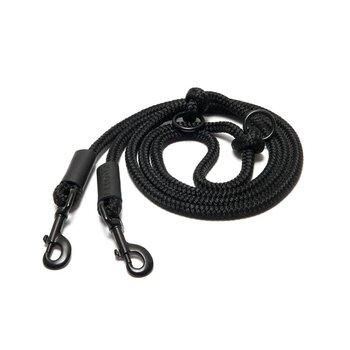 Knotty Pets Rope Leash Hands Free Triple Black - Brass 6ft