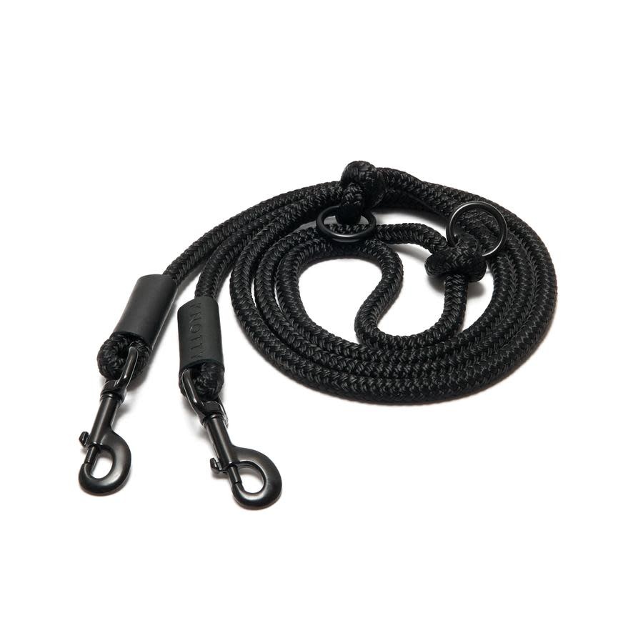 Knotty Pets Rope Leash Hands Free Triple Black - Brass 6ft