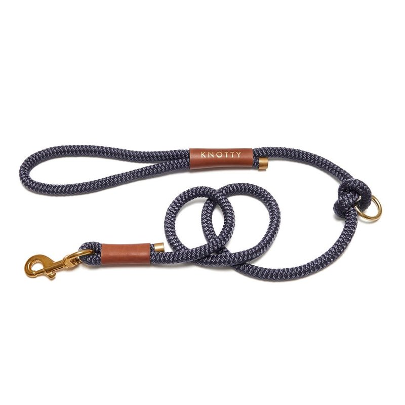 Knotty Pets Rope Leash Midnight Blue – Brass