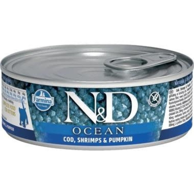 Farmina N&D Ocean Cat Food Canned Cod, Shrimp & Pumpkin  2.5oz