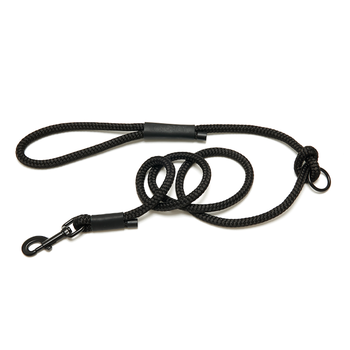 Knotty Pets Black Rope Leash – Brass