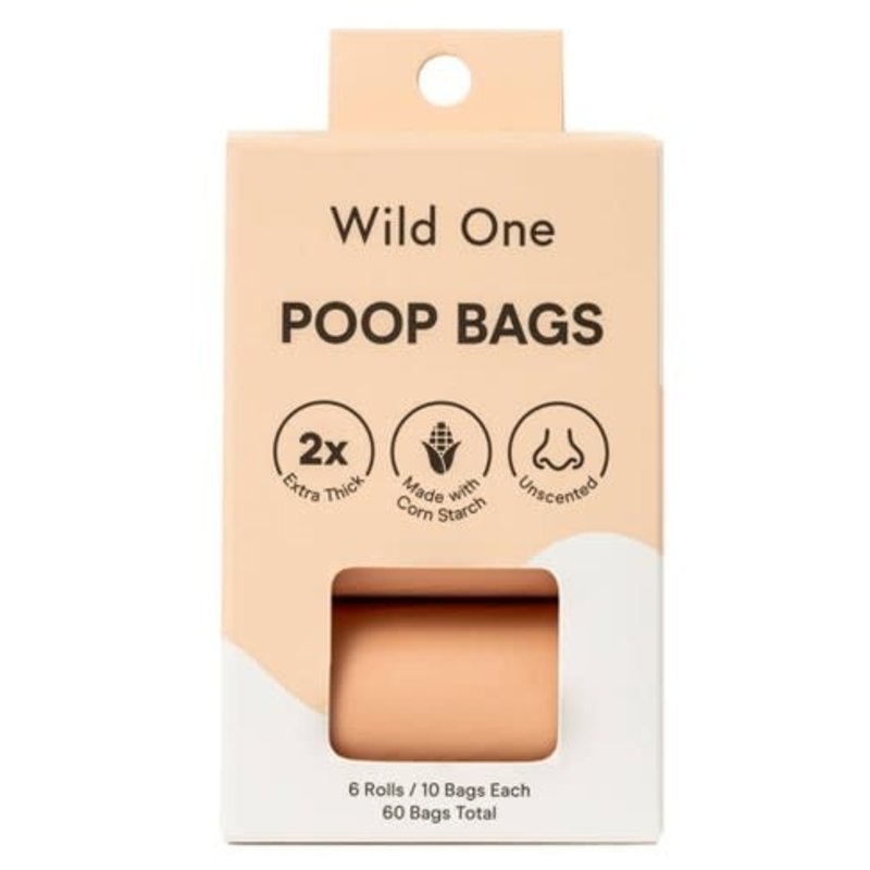 Wild One Poop Bags Box Tan - Roll 60 count