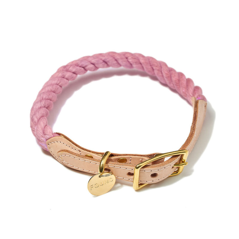 Blush Cotton Rope Cat Dog Collar Pableen Pet Boutique