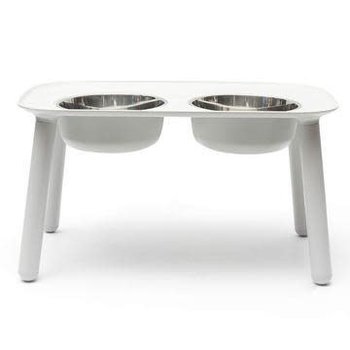 Messy Mutts Copy of Messy Mutts Elevated Double Bowls Grey, Faux-Wood Legs