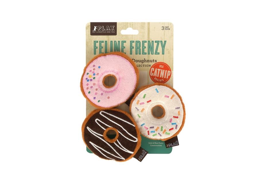 PLAY Feline Frenzy Plush Catnip - Kitty Kreme Doughnuts 3 Pk