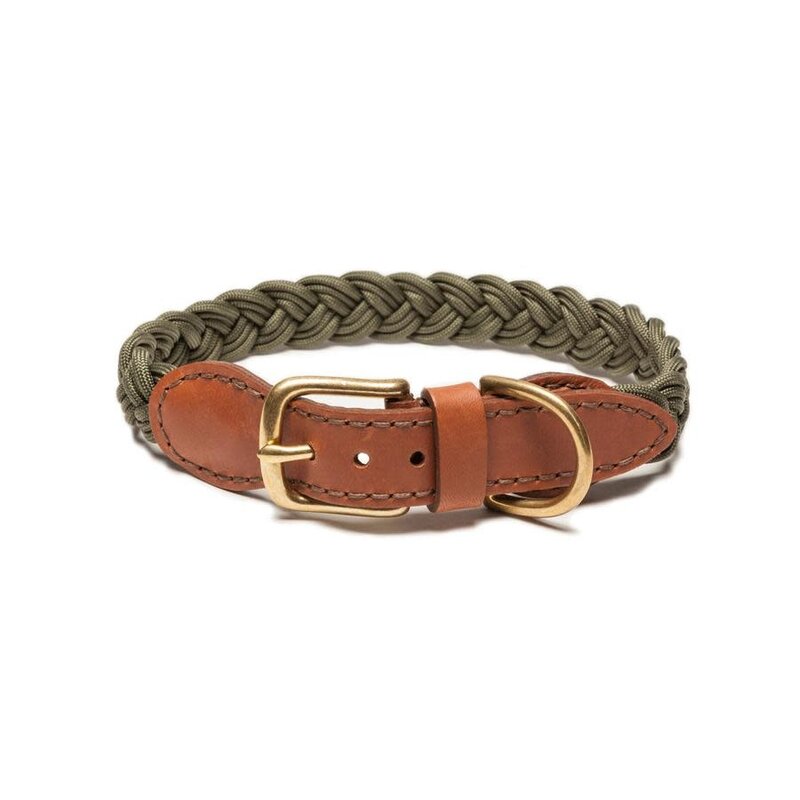 Knotty Pets Braided Collar Olive