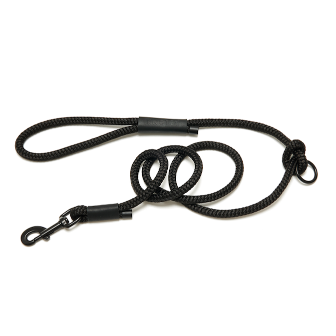 Knotty Pets Black Rope Leash – Brass