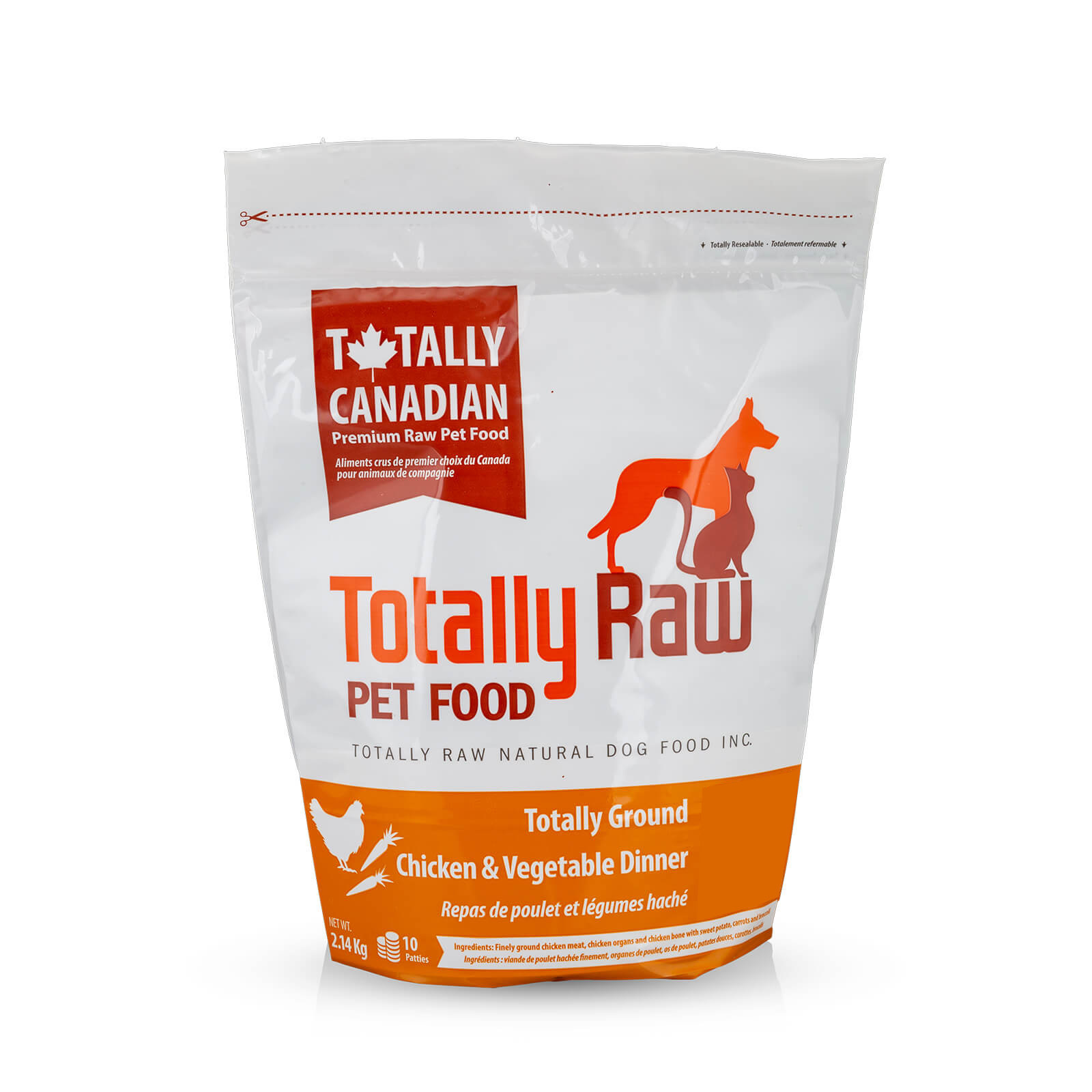 Totally Raw Pet Food Ground Chicken & Vegetable Patty - 14.10lb