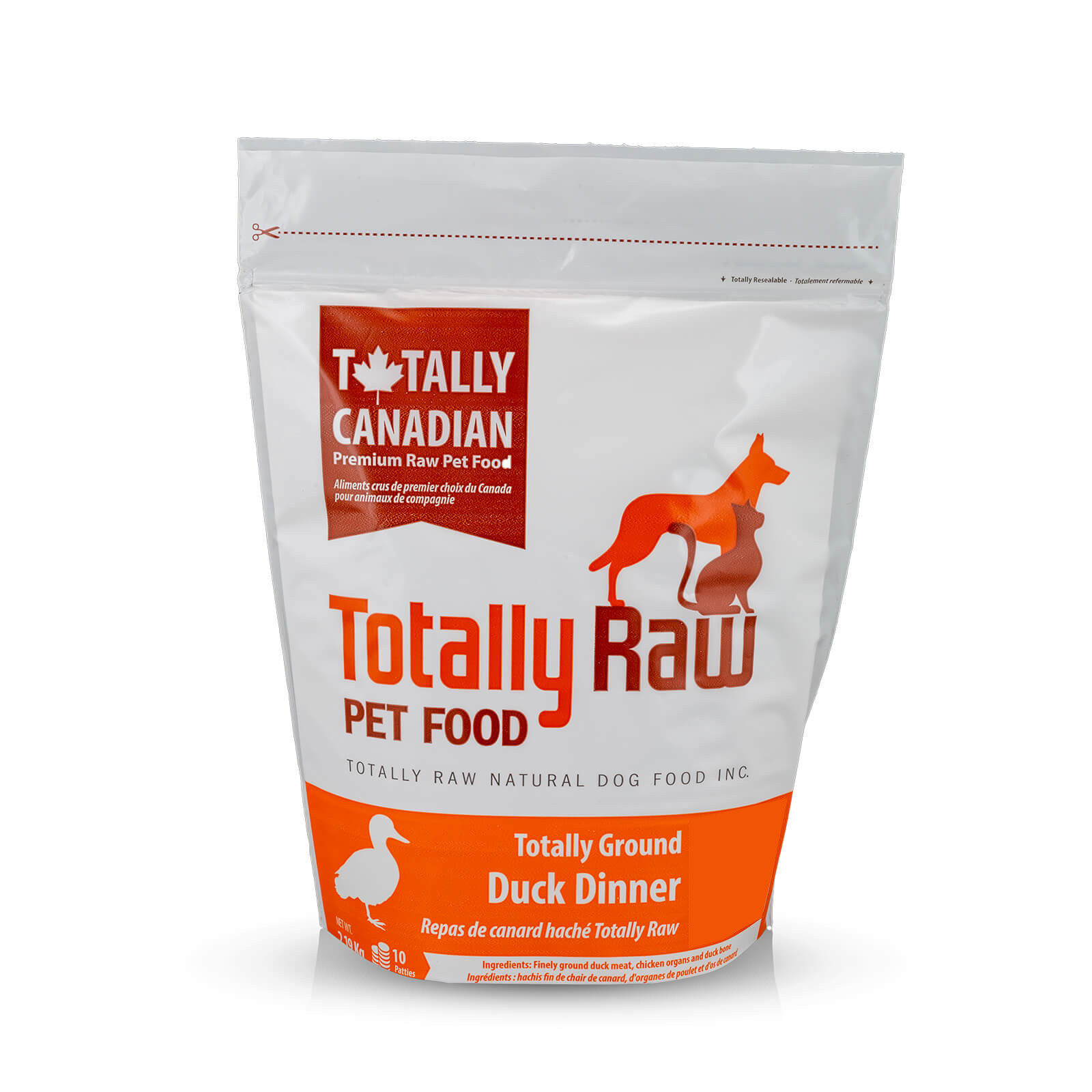 Totally Raw Pet Food Ground Duck Patty 4.83lb