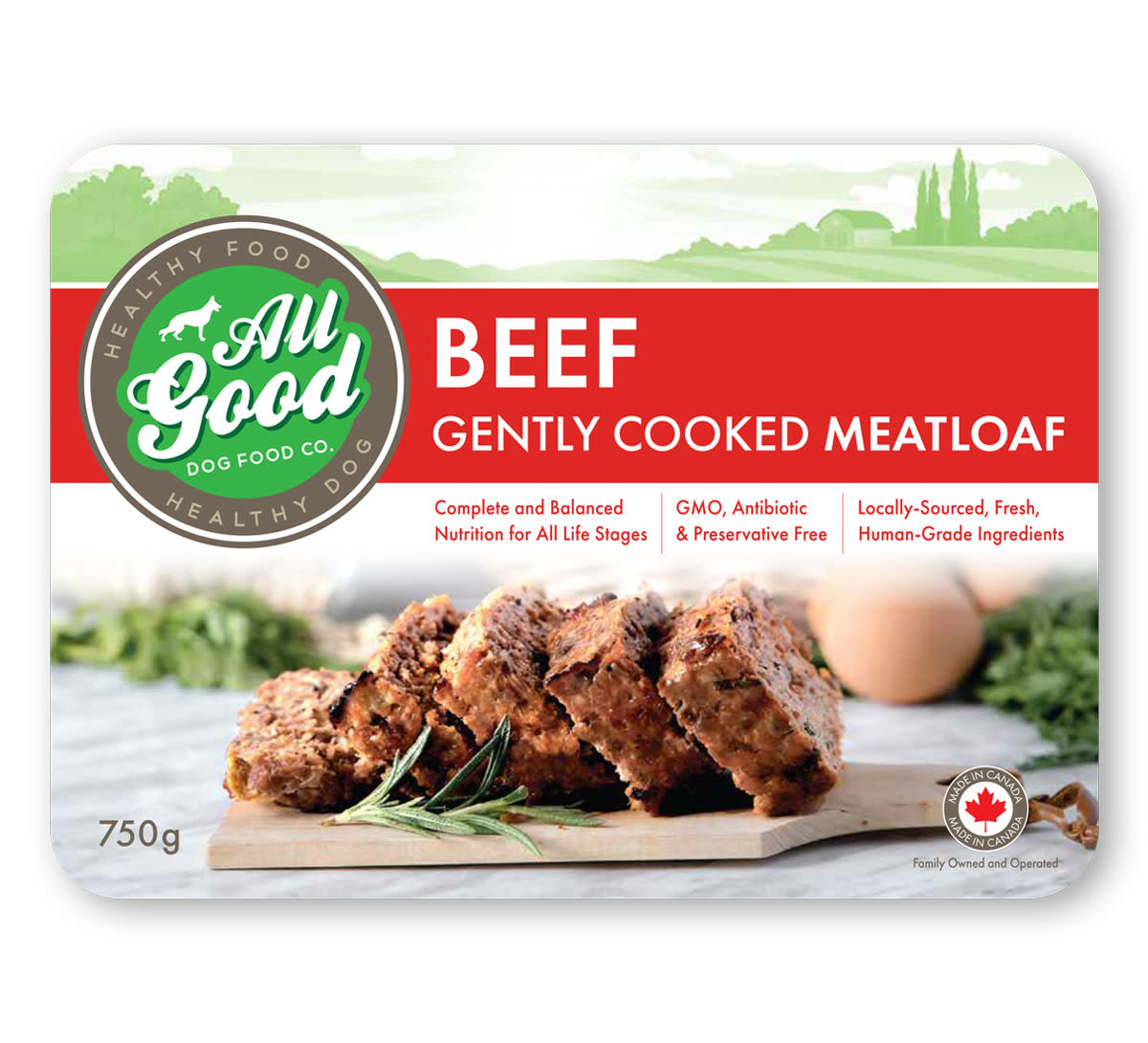 All Good Dog Food Co Gently Cooked Beef Meatloaf -750 grams