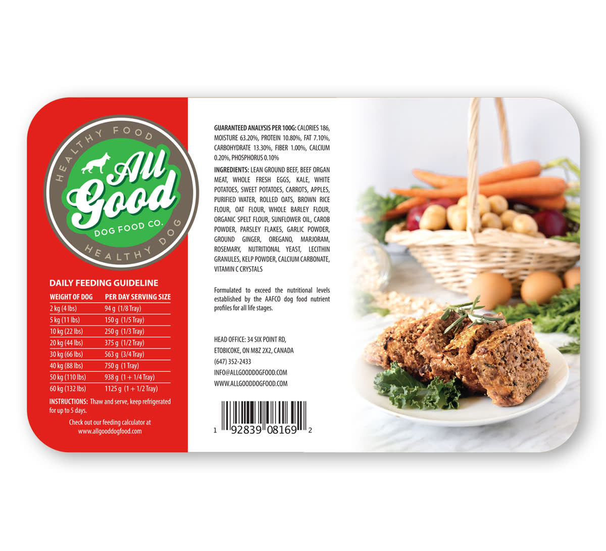 All Good Dog Food Co Gently Cooked Beef Meatloaf -750 grams