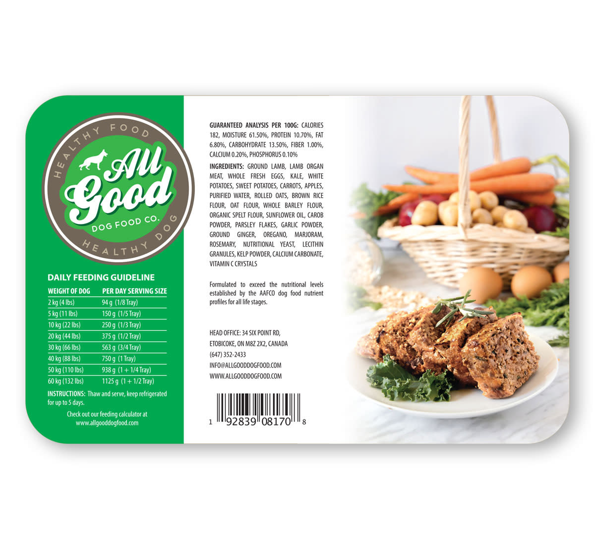 All Good Dog Food Co Gently Cooked Lamb Meatloaf