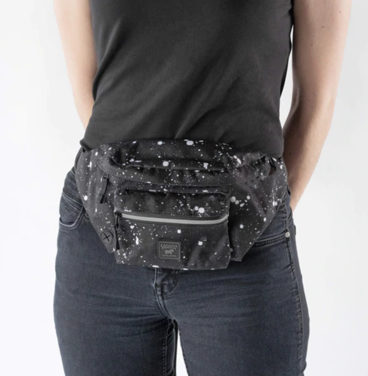 Canada Pooch The Everything Dog Walking Fanny Pack Black Splatter