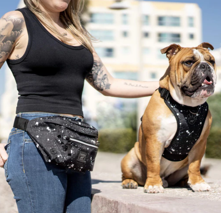 Canada Pooch The Everything Dog Walking Fanny Pack Black Splatter