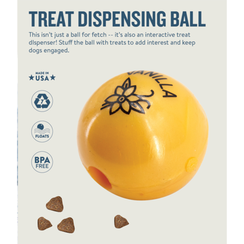 Planet Dog Orbee-Tuff Essentials Vanilla Scented Interactive Treat Dispensing Yellow Ball