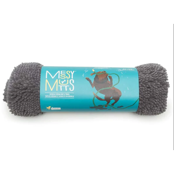 Messy Mutts Microfiber Drying Mat and Towel with Hand Pockets Light Grey