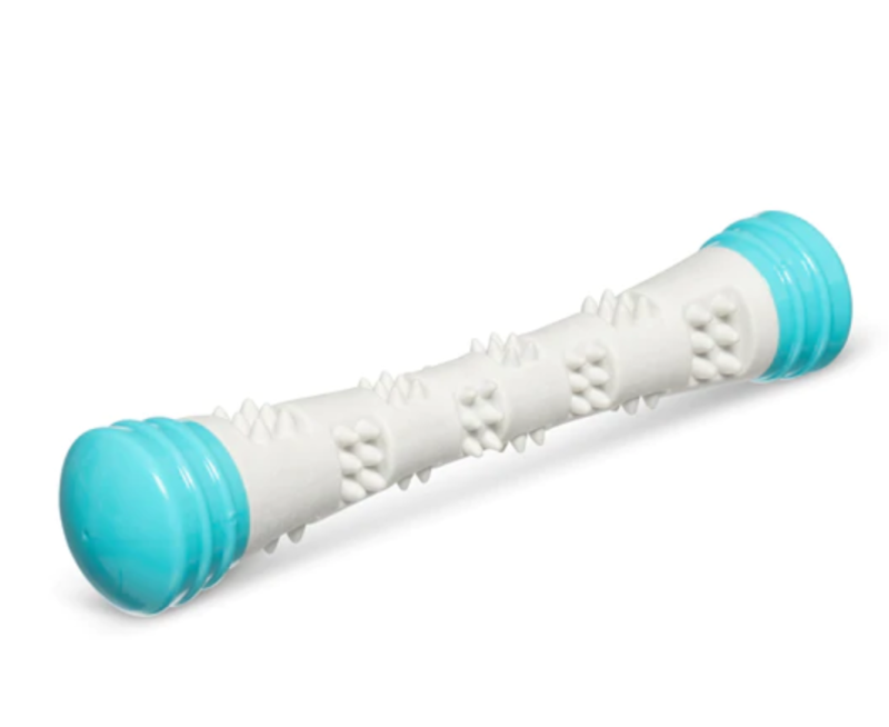 Messy Mutts Chew n' Squeak Rubber Dog Toy Stick 12" Teal