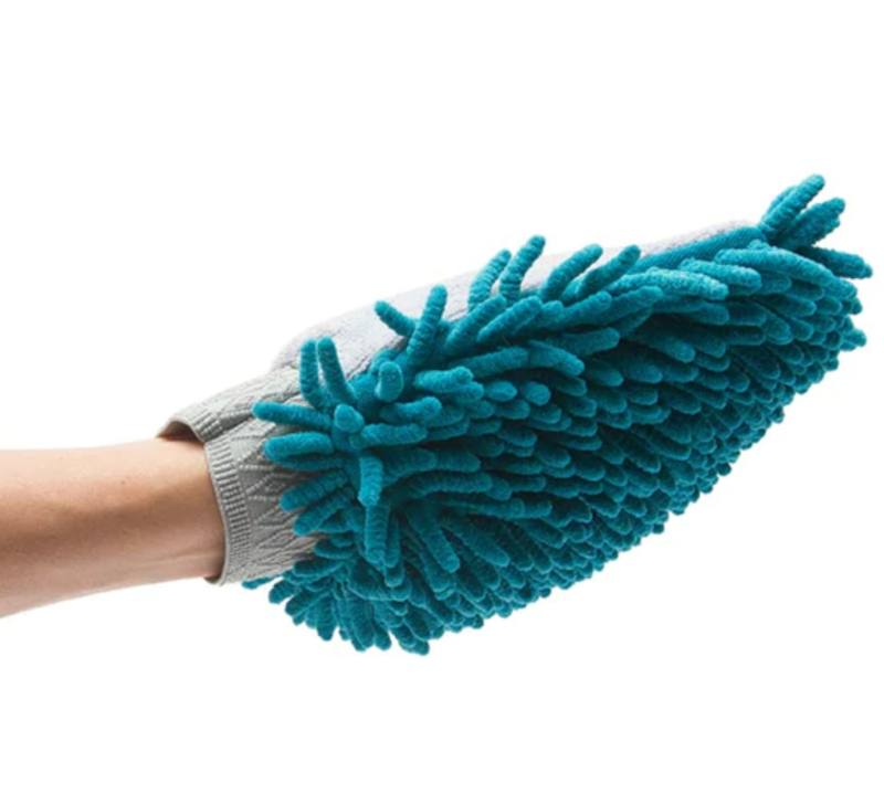 Messy Mutts Microfiber Chenille Grooming Mitts Blue