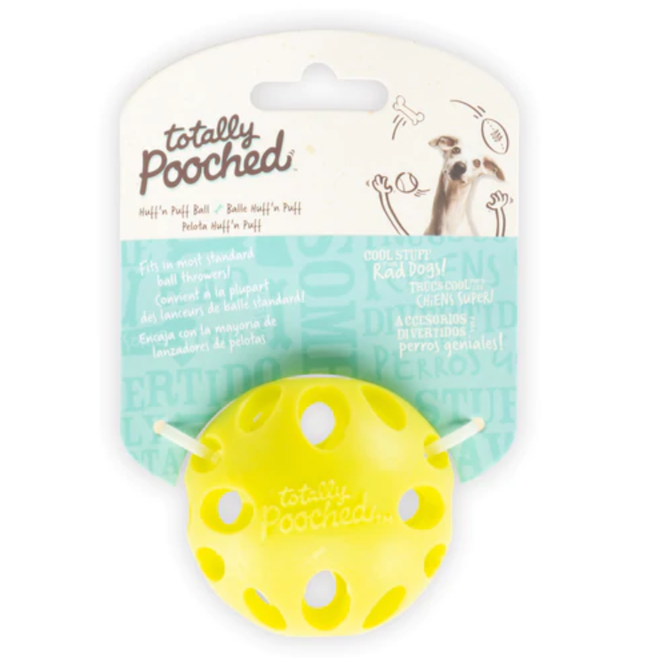 Messy Mutts Huff n' Puff Puff Ball Rubber Dog Toy Ball 2.5" Green