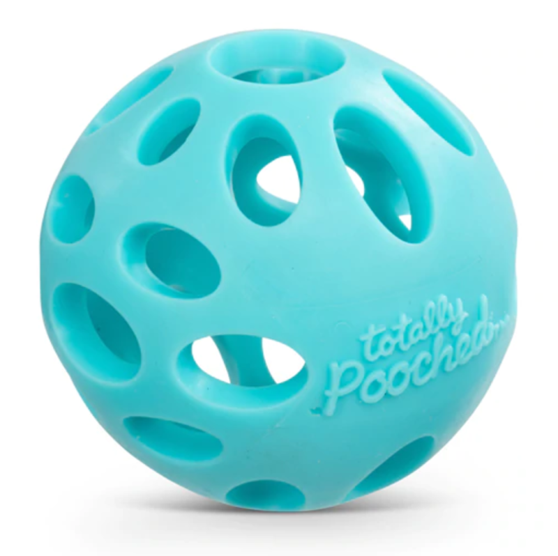 Messy Mutts Totally Pooched Huff n' Puff Puff Ball Rubber Dog Toy Ball 2.5" Teal