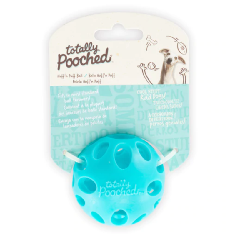 Messy Mutts Copy of Totally Pooched Huff n' Puff Puff Ball Rubber Dog Toy Ball 2.5" Green