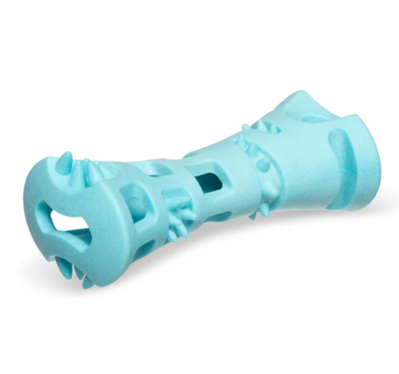 Messy Mutts Totally Pooched Chew n' Stuff Foam Rubber Dog Toy Bone 6" Teal