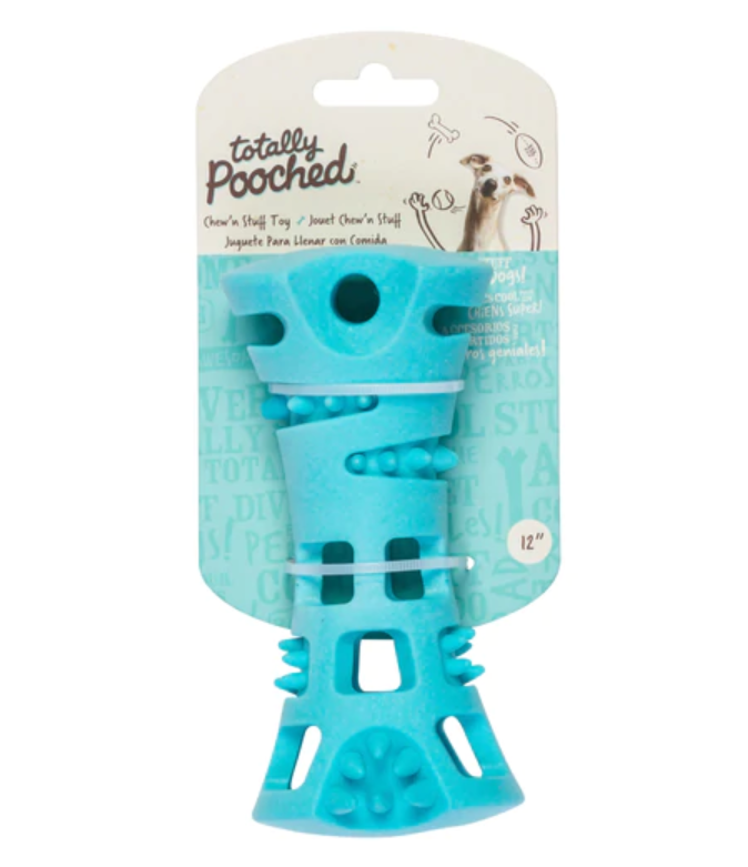 Messy Mutts Totally Pooched Chew n' Stuff Foam Rubber Dog Toy Bone 6" Teal